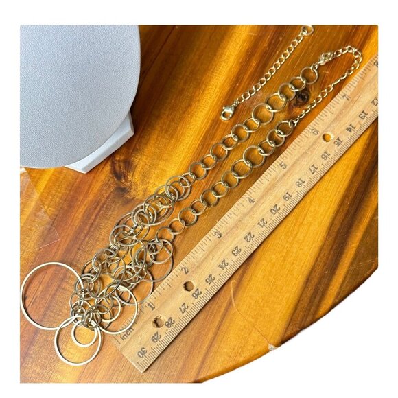 Golden Circles Link 16” Necklace Lots of Circles Has 2” Extender Mint Fun Boho - Picture 7 of 9